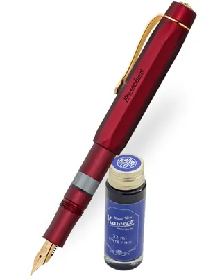 Kaweco AL Sport Piston Filler Bordeaux Starter Fountain Pen & Ink Bottle Set