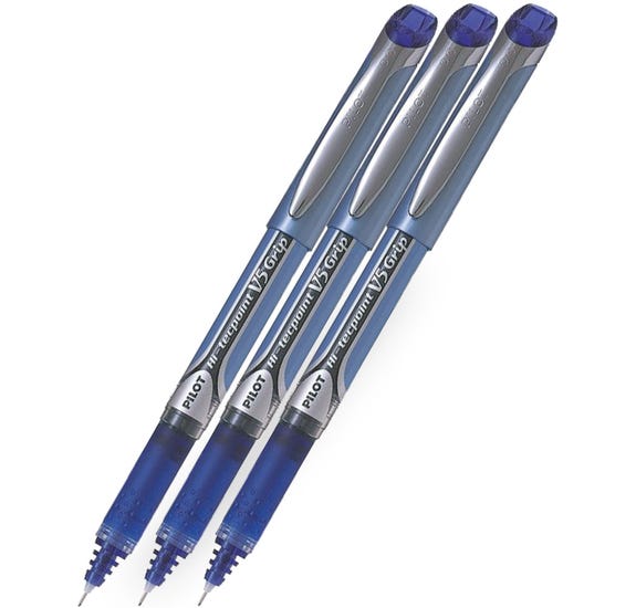 Botanist zegen nevel Pilot V5 Grip Hi-Tecpoint Rollerball Pen - Blue - 3 Pack | Pen Heaven