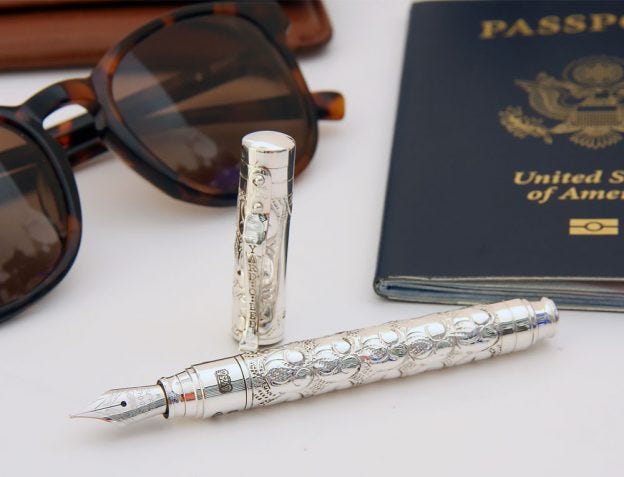 Luxury Luggage: Yard-o-Led Viceroy Pocket Victorian Sterling Silver Fountain Pen