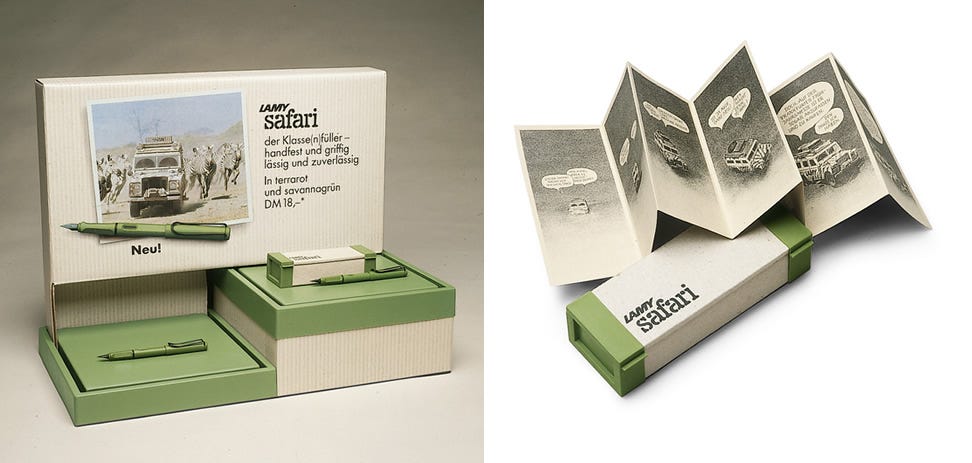 Original 1980s packaging for LAMY safari